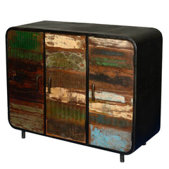 Miller Industrial Indian Reclaimed Wood 3 Door Buffet Sideboard