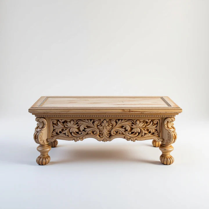Indian Antique Hand Carved Solid Wood Coffee Table C129