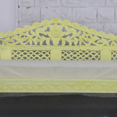 Mughal Garden Hand Carved Balinese Daybed Yellow L