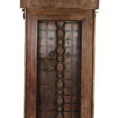 Indian Vintage Antique Handcrafted Wooden Iron & Brass Work Door 63