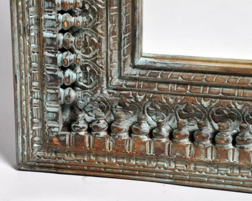 Mehrab Indian Hand Carved Mirror Arched Globe Wooden Wall Decor 150x90cm Gold  -  