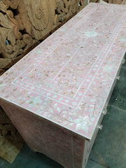 Maaya Bone Inlay Chest Of Drawer Pink White Floral Pattren B