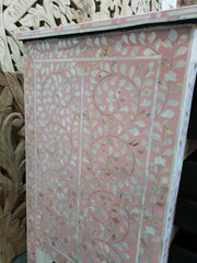 Maaya Bone Inlay Chest Of Drawer Pink White Floral Pattren B