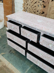Maaya Bone Inlay Chest Of Drawer Pink White Floral Pattren B