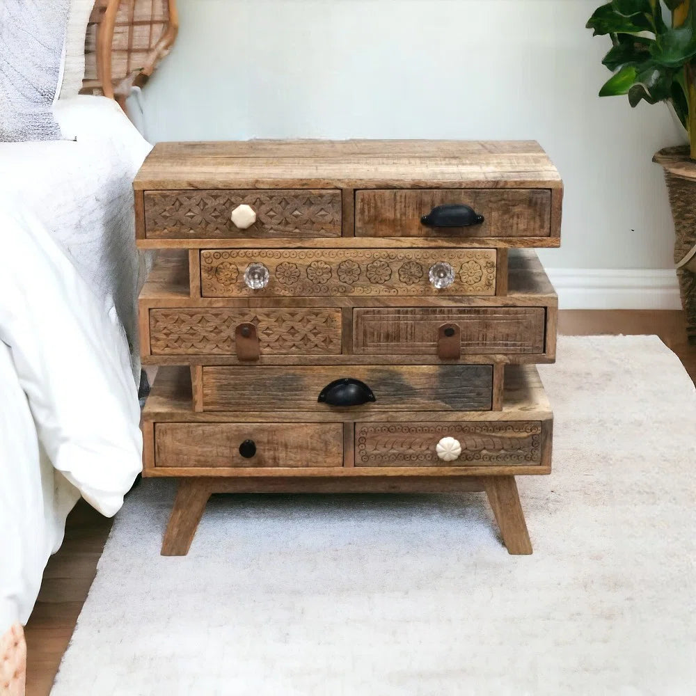 The Attic Hand Carved Mango Solid Wood Bedside Table 52