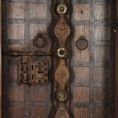 Indian Vintage Antique Handcrafted Wooden Iron & Brass Work Door 63