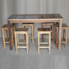 Corso Reclaimed & Mango Wood Bar Setting Set with Table and Stools Natural