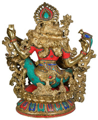 Indian Lord Goddess Sarasvati Brass Statue With Inlay Work