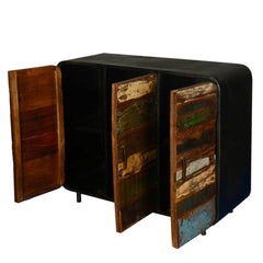 Miller Industrial Indian Reclaimed Wood 3 Door Buffet Sideboard