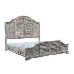 NIRVANA Reclaimed Solid Wood Hand Carved Bed Whitewash 02