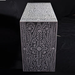 Bone Inlay Grey Floral Console Table