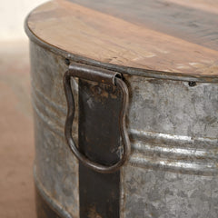 Vintage Reclaimed Wood Drum Coffee Table