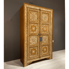 Indian Hand Carved Solid Wooden Cupboard Wardrobe D46