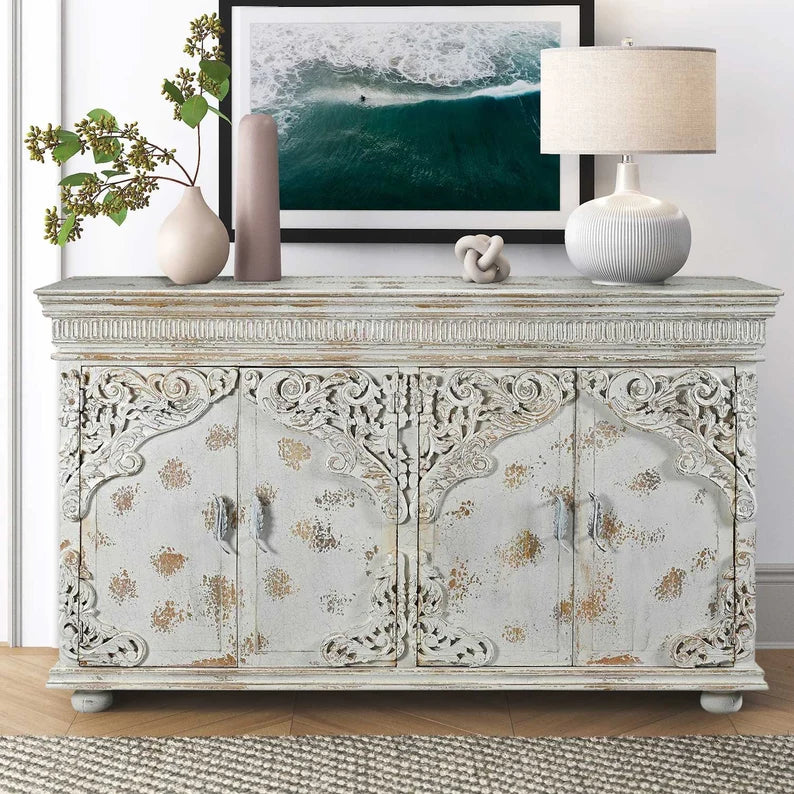 Indian Hand Carved Solid Wood Sideboard S77