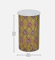 Shanti Surprise Solid Wood End Table In MultiColour With Marble Top