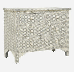 Maaya Bone Inlay Chest of Drawer sideboard Grey White