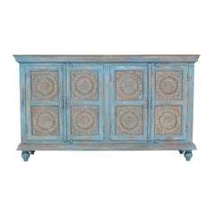 Indian Handmade Solid Wood Carved Doors Sideboard