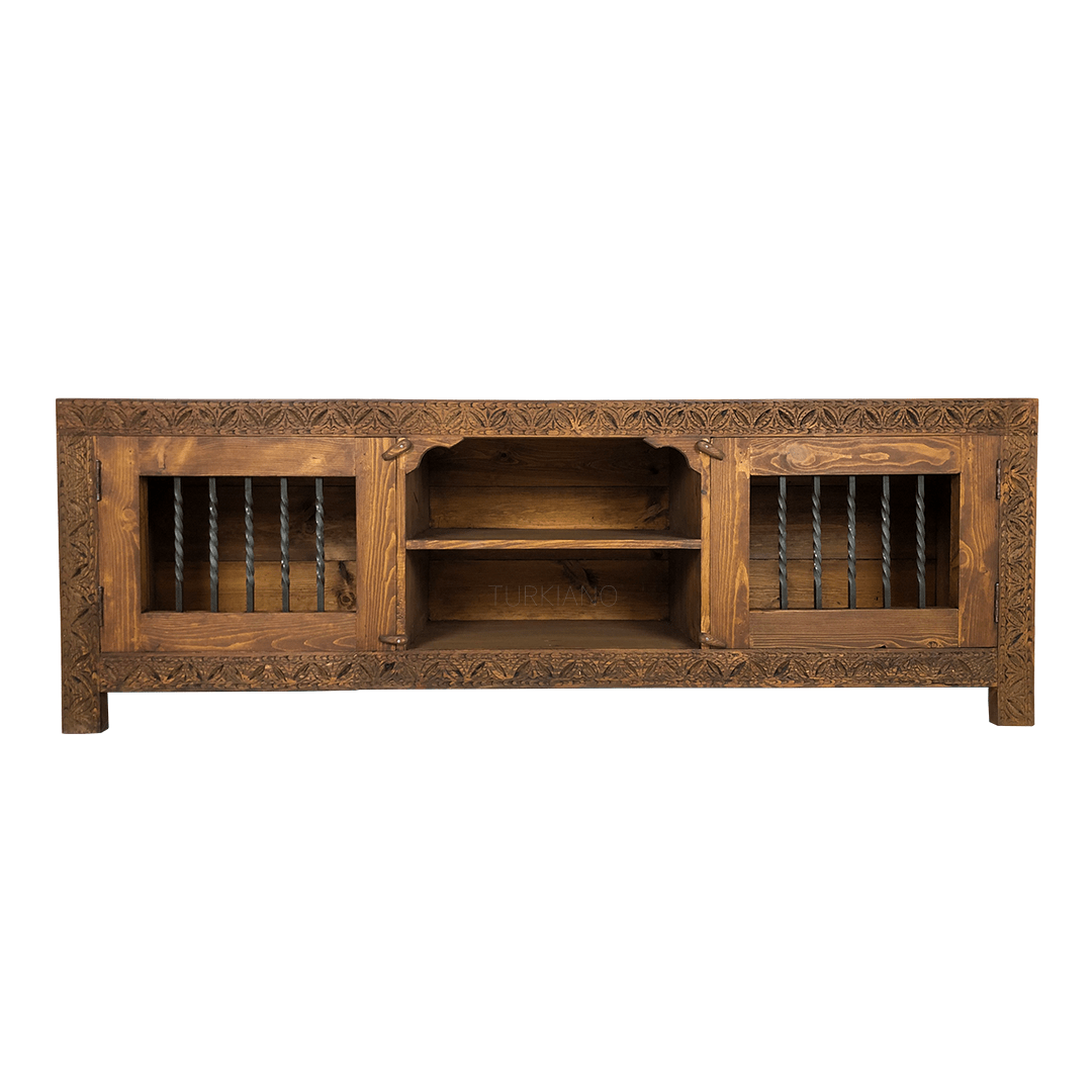 Indian Hand Carved Solid Wooden TV Unit 07