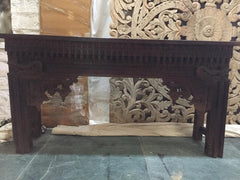 Hand Carved Indian Solid Wood Console Hall Table Brown