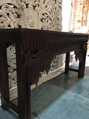 Hand Carved Indian Solid Wood Console Hall Table Brown