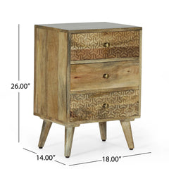 Indian Hand Carved Solid Wooden Bedside Table 53