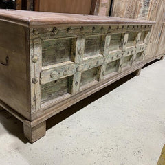 Indian Antique Old Door Wooden Storage Chest Box