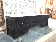 Mehrab Hand Carved Wooden With Top Marbel Console Hall Table Black