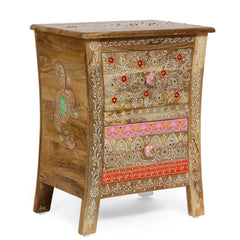 Pandora Hand Painted Multicolored Wooden Side Table