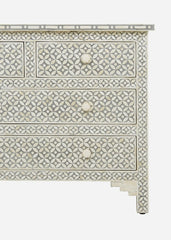 Maaya Bone Inlay Chest of Drawer sideboard Grey White