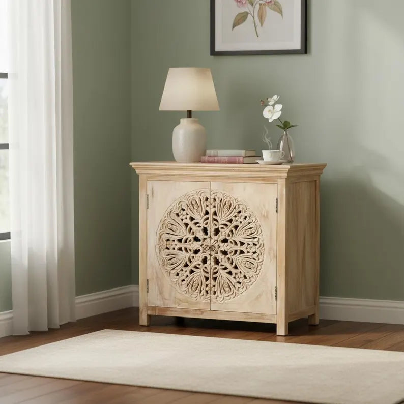 Indian Hand Carved Solid Wood Cabinet D129