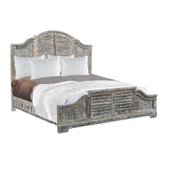 NIRVANA Reclaimed Solid Wood Hand Carved Bed Whitewash 02