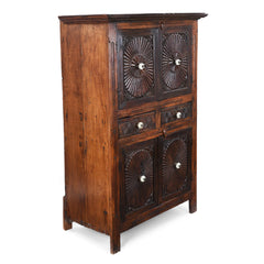 Antique Indian Hand Carved Solid Wood Almirah Cabinet Wardrobe 05