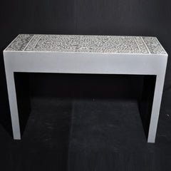 Bone Inlay Grey Floral Console Table