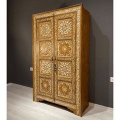 Indian Hand Carved Solid Wooden Cupboard Wardrobe D46