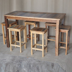 Corso Reclaimed & Mango Wood Bar Setting Set with Table and Stools Natural