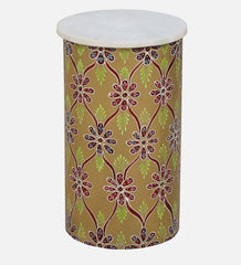 Shanti Surprise Solid Wood End Table In MultiColour With Marble Top