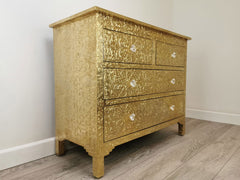 Indian Antique Brass Work Solid Wood Chest of Drawers D21