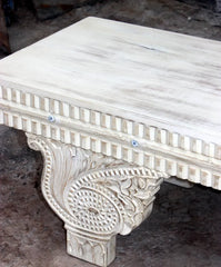 Indian Hand Carved Rustic Solid Wood Bench B19