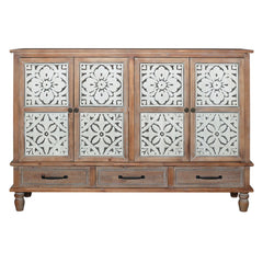 Indian Hand Carved Solid Wood 4 Door & 3 Drawer Sideboard A1