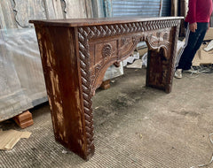 Indian Hand Carved Solid Wood Carved Console Table