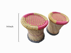 Handmade Natural Bamboo Cane Bar Stool Mudda Stool