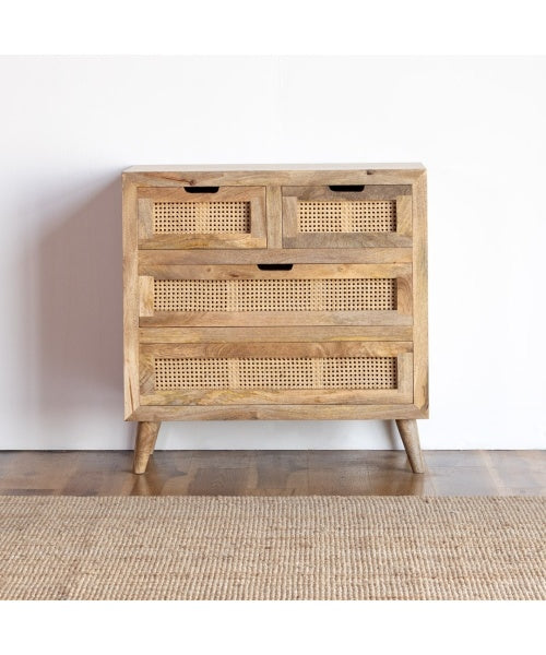 Rattan Elegance Series Mango Wood Rattan Cane Chest of Drawers In Natural
