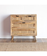Rattan Elegance Series Mango Wood Rattan Cane Chest of Drawers In Natural
