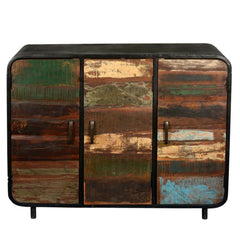 Miller Industrial Indian Reclaimed Wood 3 Door Buffet Sideboard