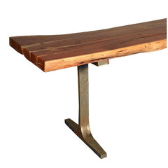 Rustic Live Edge Solid wood Industrial Dining Table with Iron Base