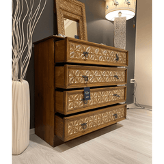 Hand Carved Solid Hard Wood Dresser Chest of Drawers D10
