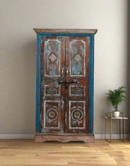 Indian Hand Carved Solid Wooden Cupboard Wardrobe D74