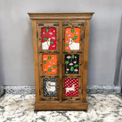 Indian Hand Painted Solid Wood Cabinet Cupboard Wardrobe D134