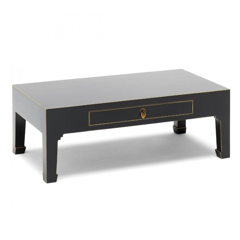 Golden Dragon Oriental Painted Solid Wood Black Coffee Table 110x60x45cm