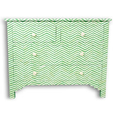 Maaya Bone Inlay Chest of 4 Drawers Green Chevron Zigzag